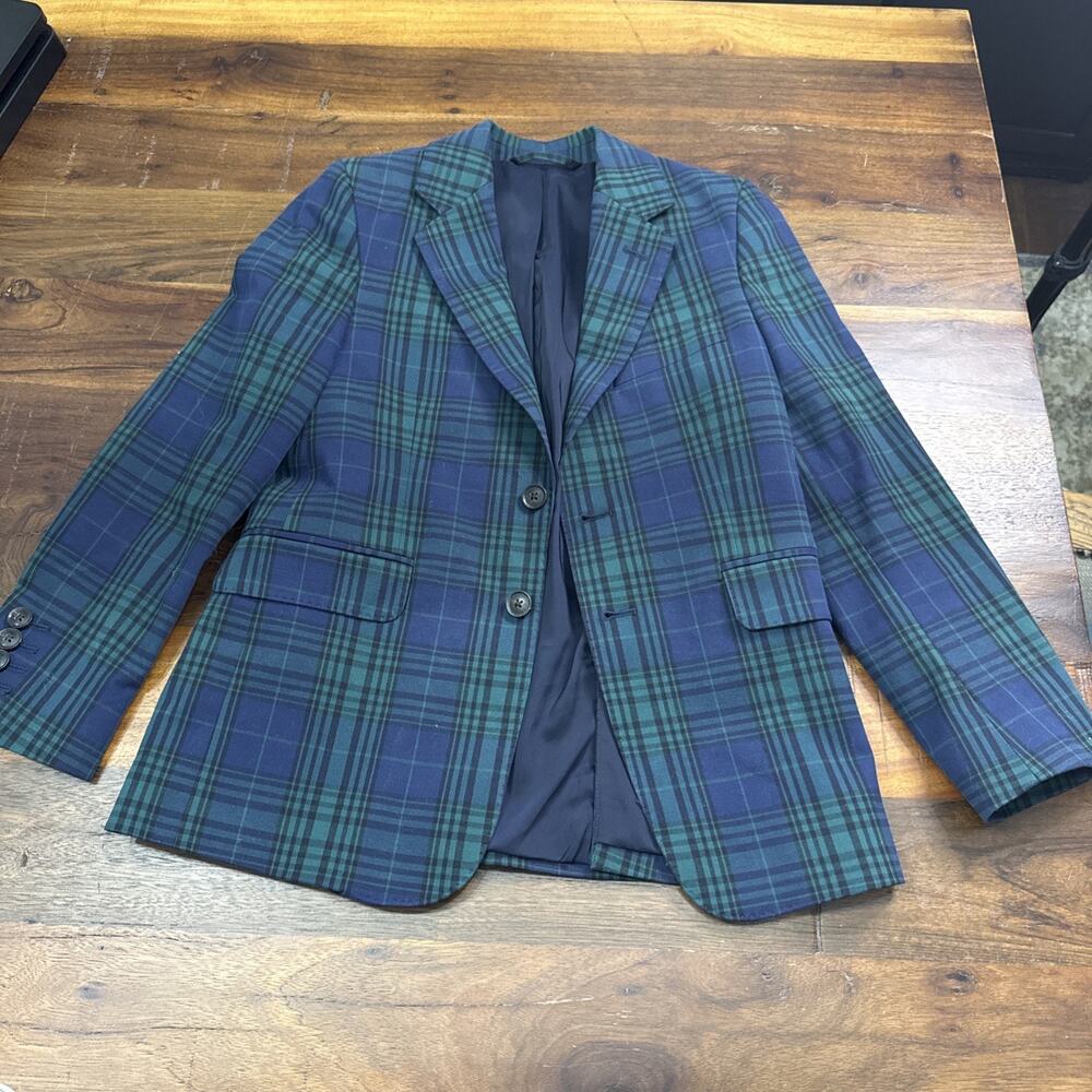 Vineyard Vines Blazer Boys 8 Plaid Sport Coat Button Up Jacket Blackwatch Gree